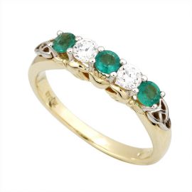 CZ and Emerald-Claddagh-Eternity-Gold-Ring-S2983