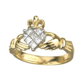14K Yellow Gold Diamond Claddagh S2714