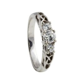 3 Diamond Trinity Knot Ring 14kt Gold KELKER04