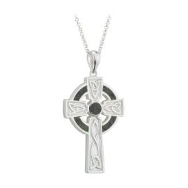 Celtic Cross with Connemara Marble Sterling Silver S46024