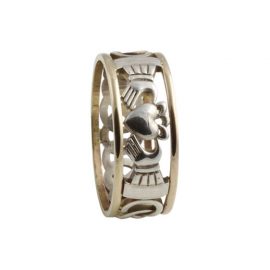 Claddagh Open Weave Ring Large SS 10kt Gold KELKN1L
