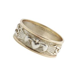 Claddagh Ifinity Knot Ring Large SS 10kt Gold KELGSKN04L