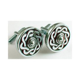 Celtic Knot Round Cufflinks Polished Pewter KCL9P