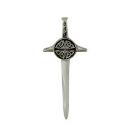 Round Trinity Knot Kilt Pin Polished Pewter KP57P
