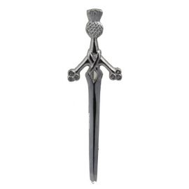 Thistle Claidhmhor Kilt Pin Polished Pewter KPLTC