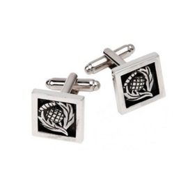Thistle Cufflinks Square Polished Pewter KCL34P