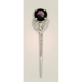 Thistle Kilt Pin with Amethyst Stone Pewter APSJ057