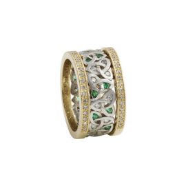 Platinum Diamond Emerald 14kt Gold Ring