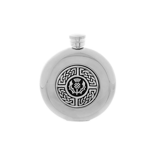 celtic-thistle-round-5oz-hip-flask-w-funnel-stainless-steel
