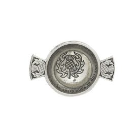 Mini Pewter Thistle Quaich 1.75 Inch QA10T