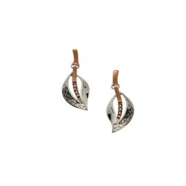 Trinity Leaf Earrings White Sapphire SS 10kt Rose Gold PEX8139WS
