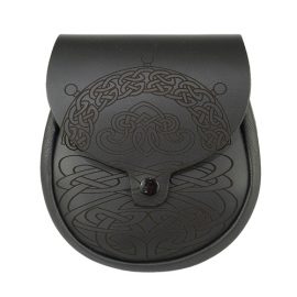 Black Leather Day Sporran Celtic Knot Design
