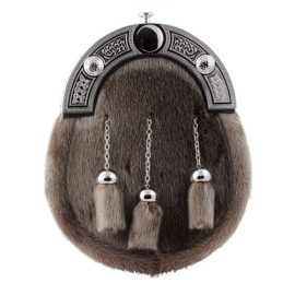 Seal Skin Dress Sporran with Celtic Engraved Cantle